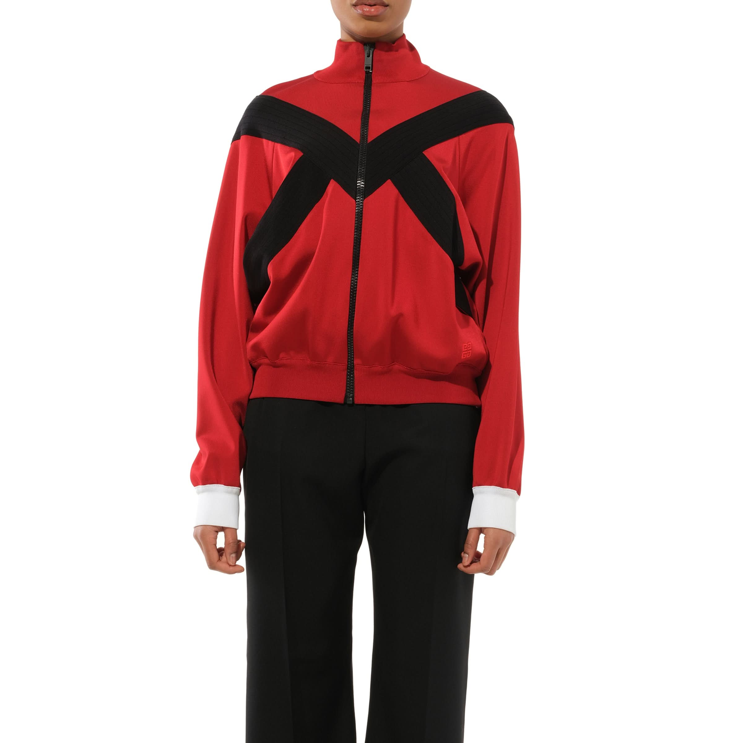 Zip Tri Turtleneck Sweater in Red