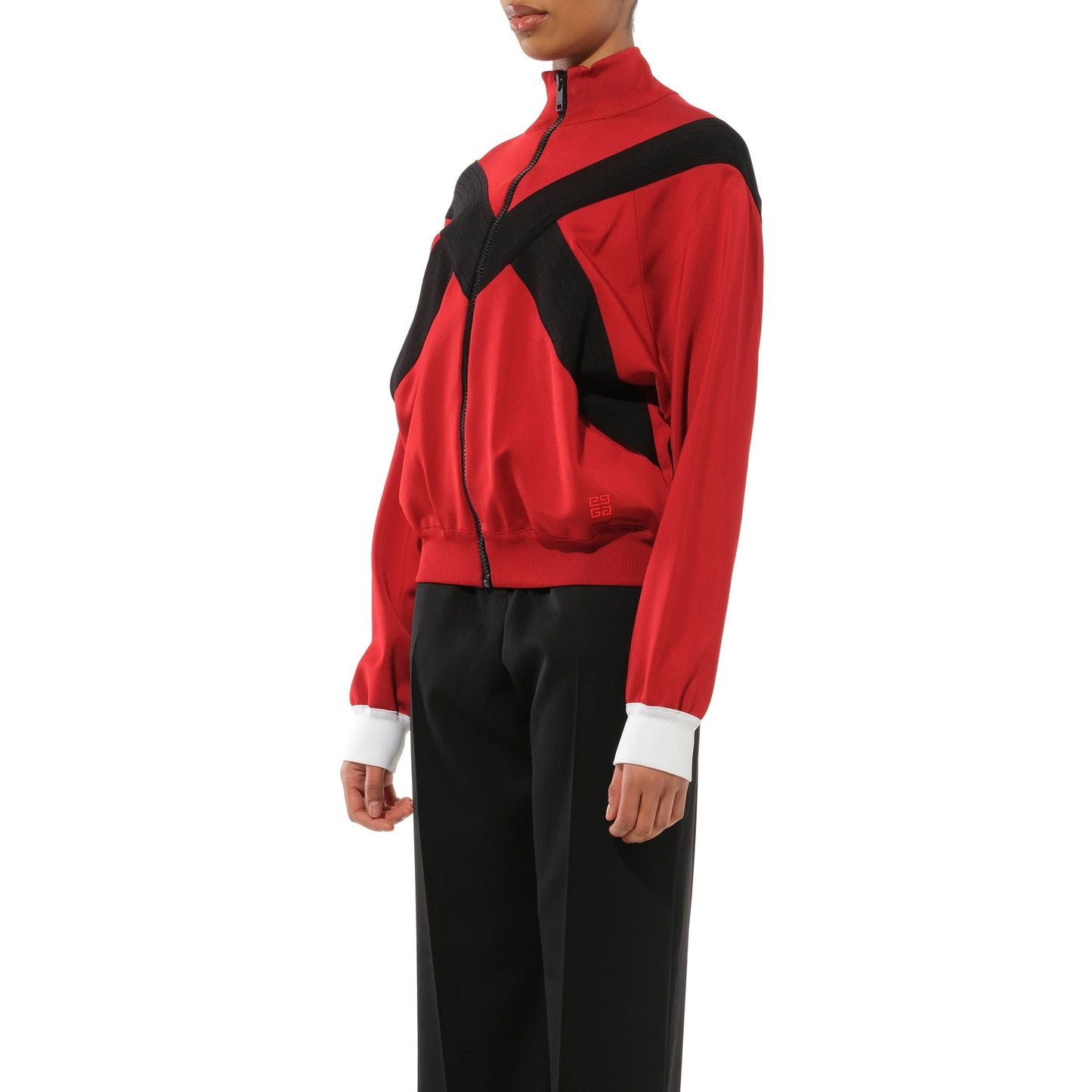 Zip Tri Turtleneck Sweater in Red