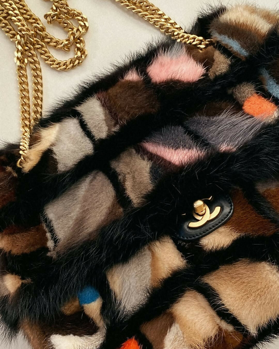 Chanel Multicolor Patchwork Mink Fur Flap Bag – 2001