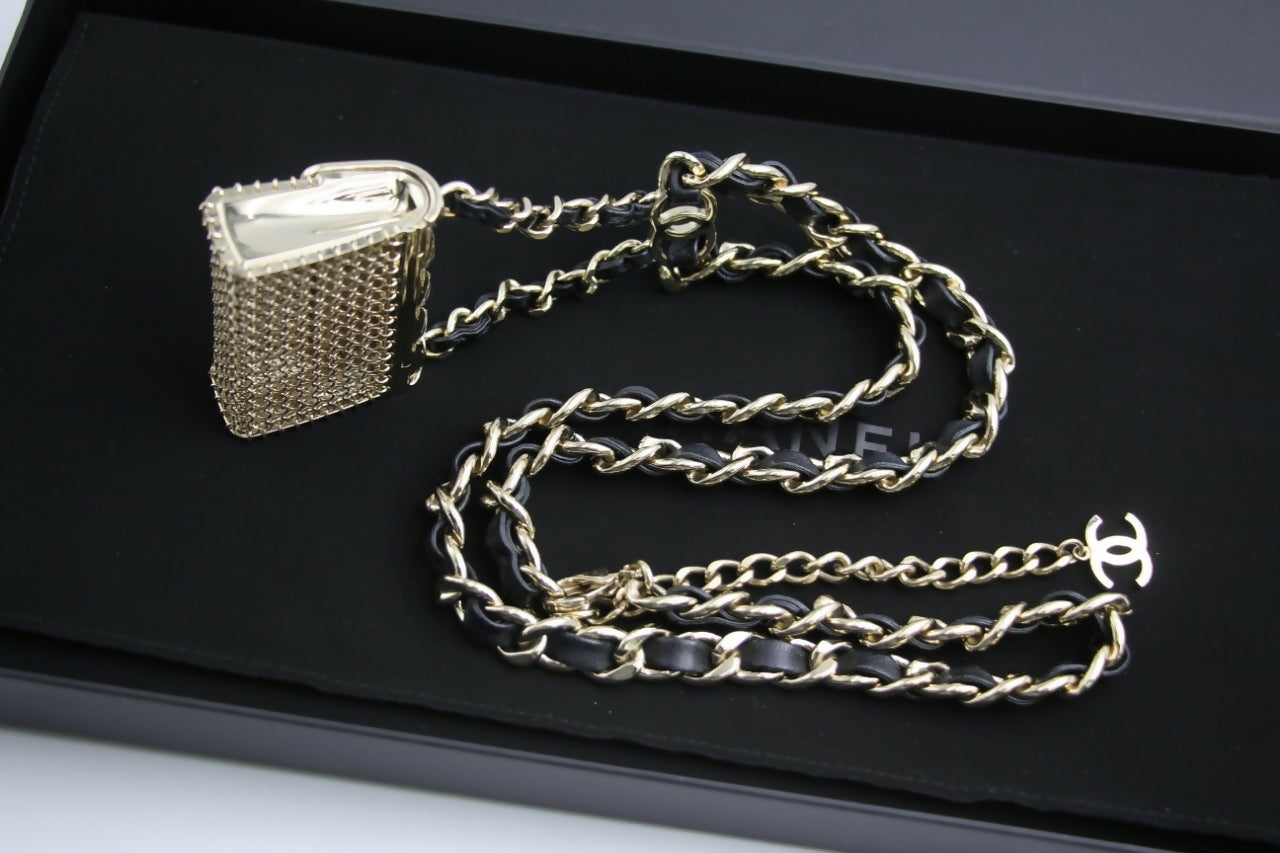 Chanel B21S Metal Handbag Leather Chain Waist Chain 90cm