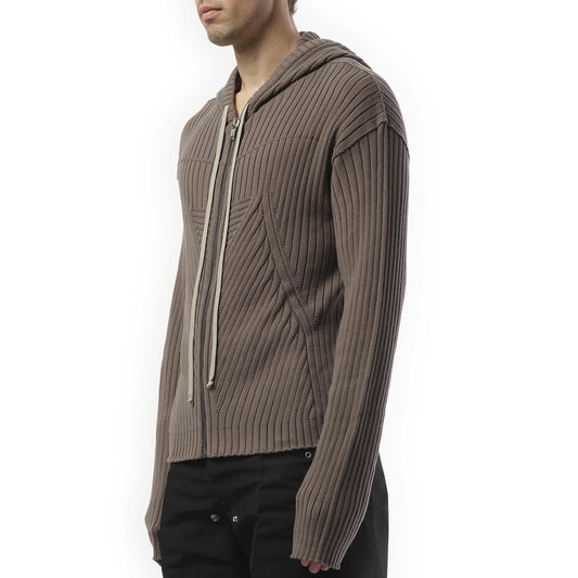 Zipped Knit Hoodie in Dust