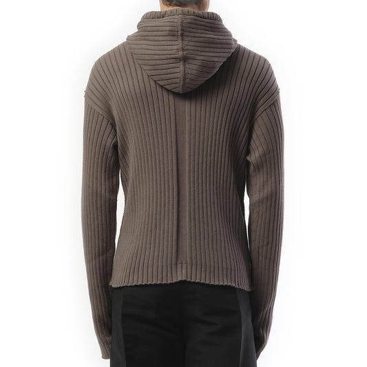 Zipped Knit Hoodie in Dust