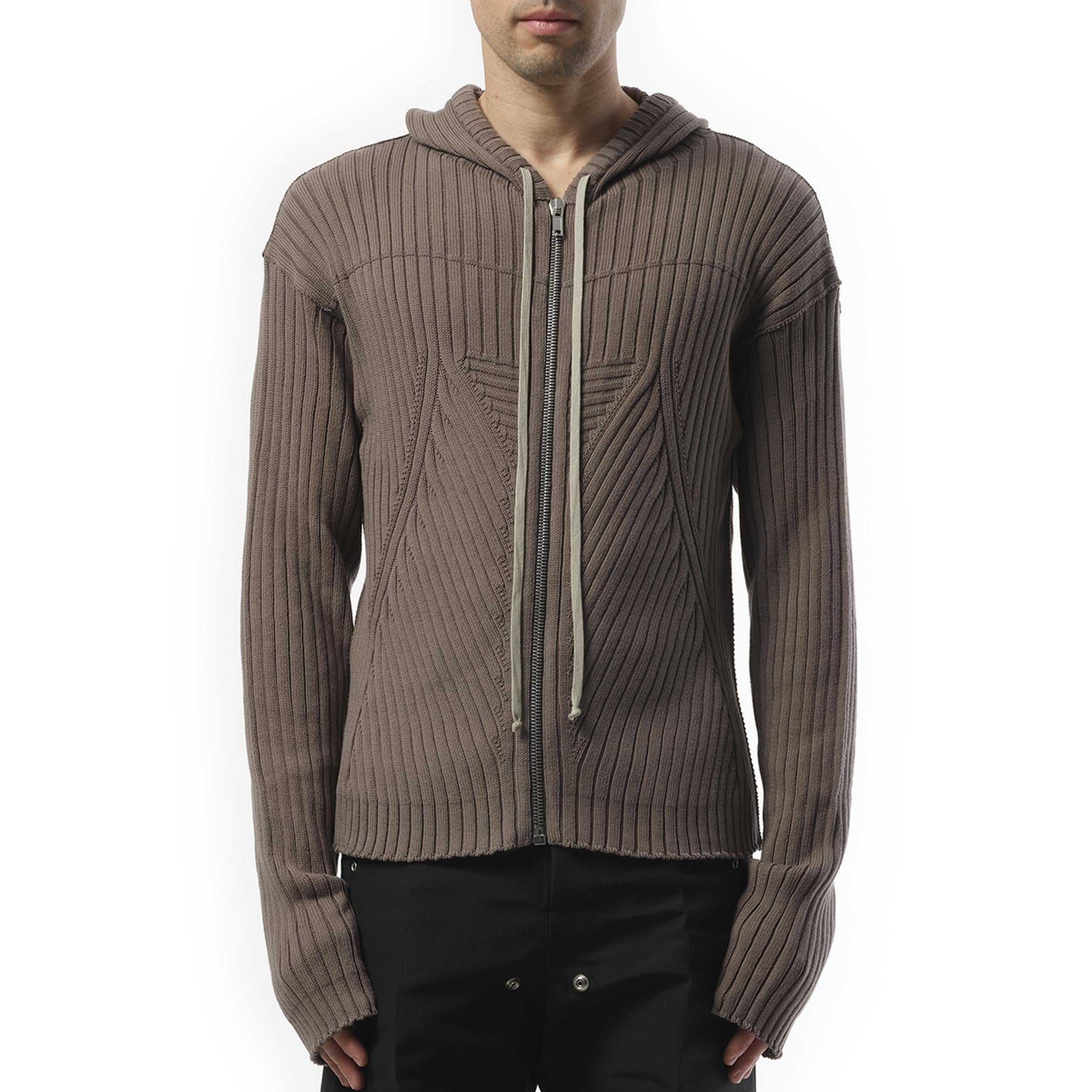 Zipped Knit Hoodie in Dust