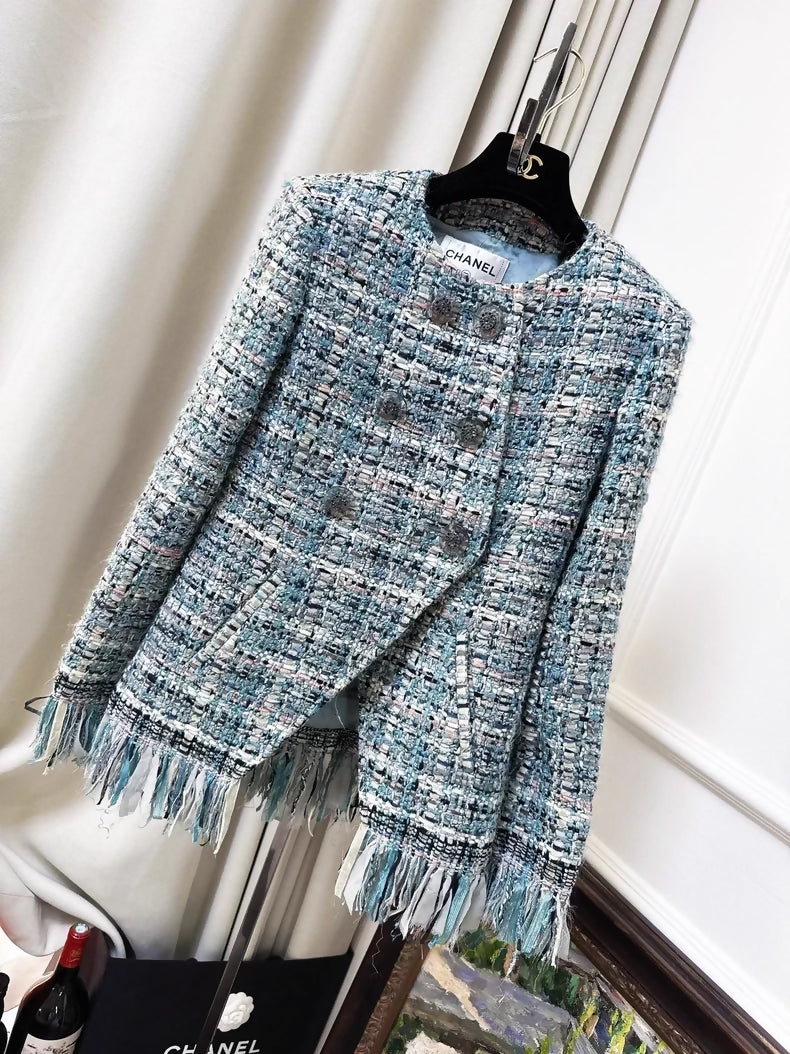 Chanel 17A Blue Tweed Jacket