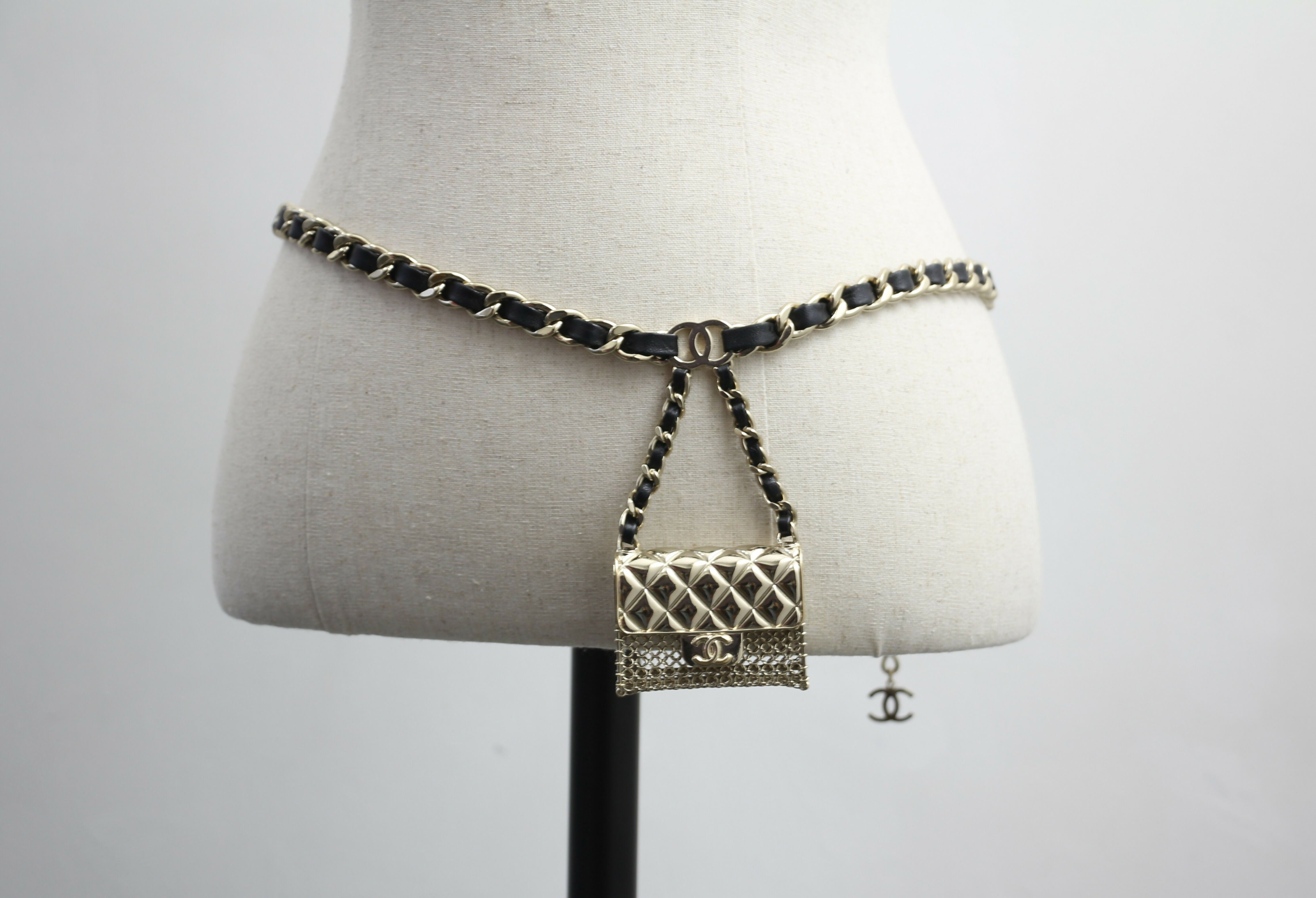 Chanel B21S Metal Handbag Leather Chain Waist Chain 85cm