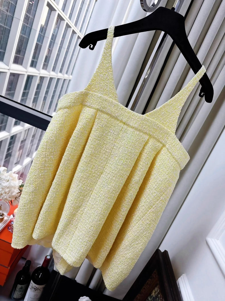 Chanel 19s Yellow Tweed Dress