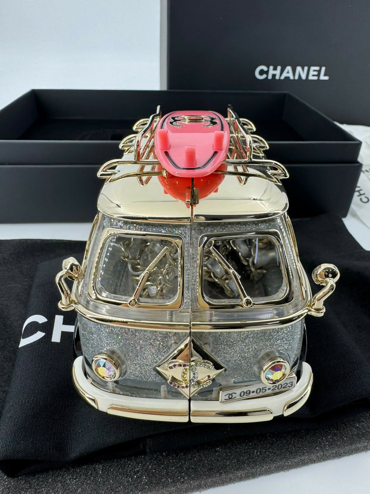 Chanel 2024 Glitter Lucite, Multicolor Rhinestone & Enamel Hollywood Mini Van