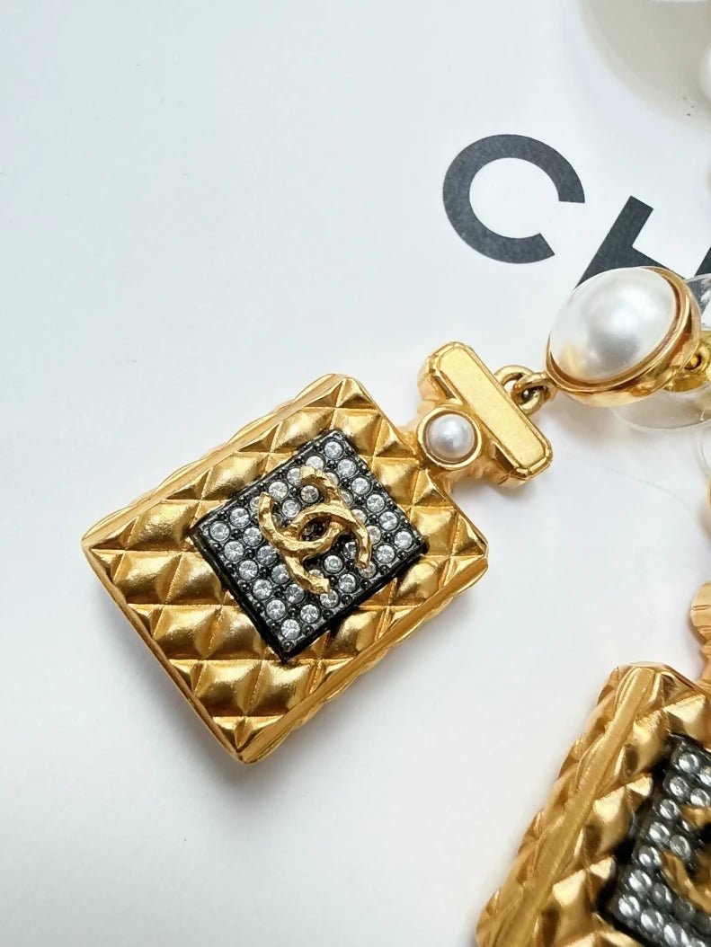 Chanel 20A Pearl Perfume Bottle Earrings