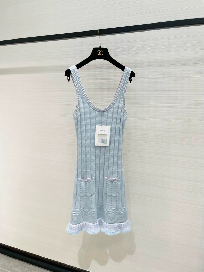 Chanel 25B baby blue Knit Dress