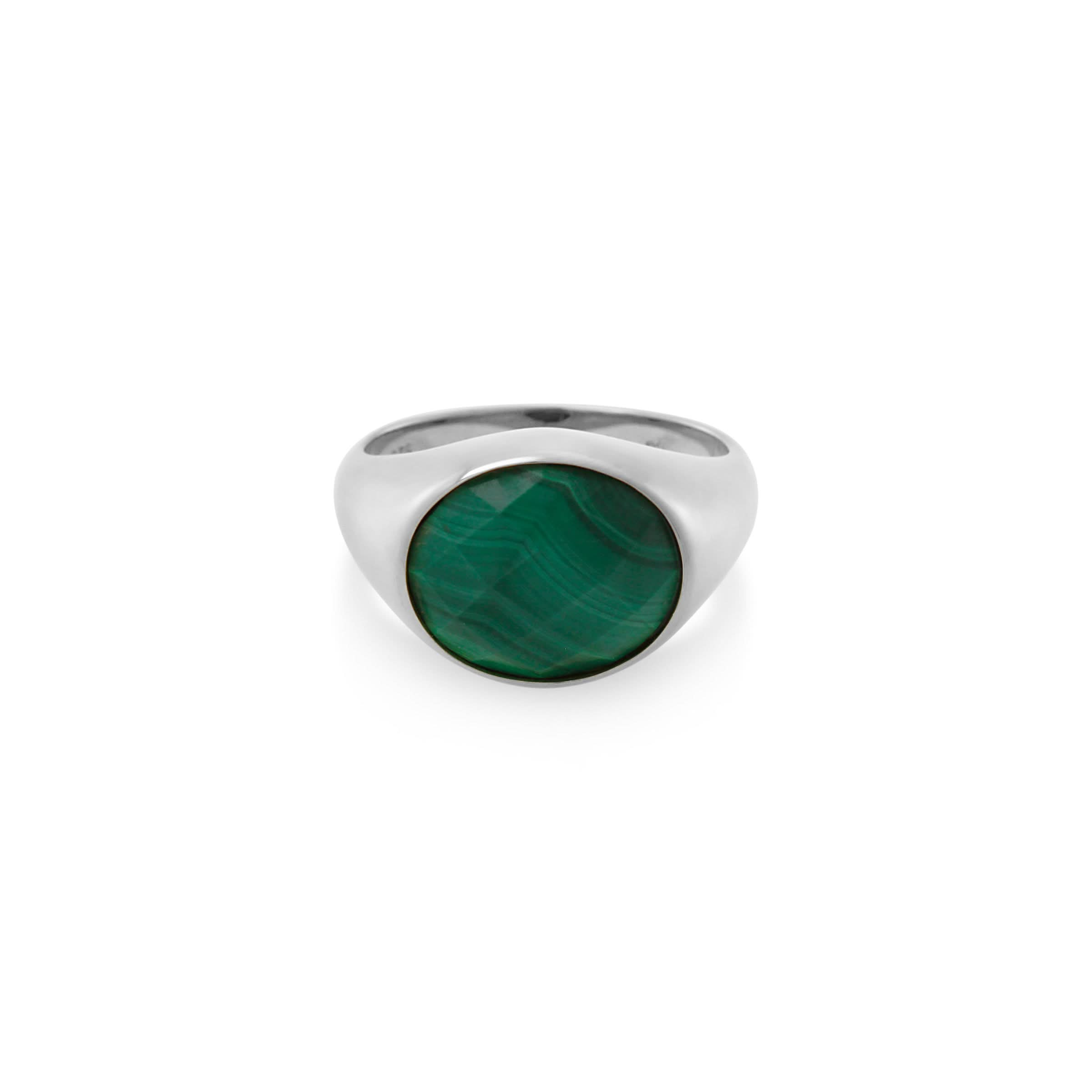 Chunky Ring in Silver 
Malachite