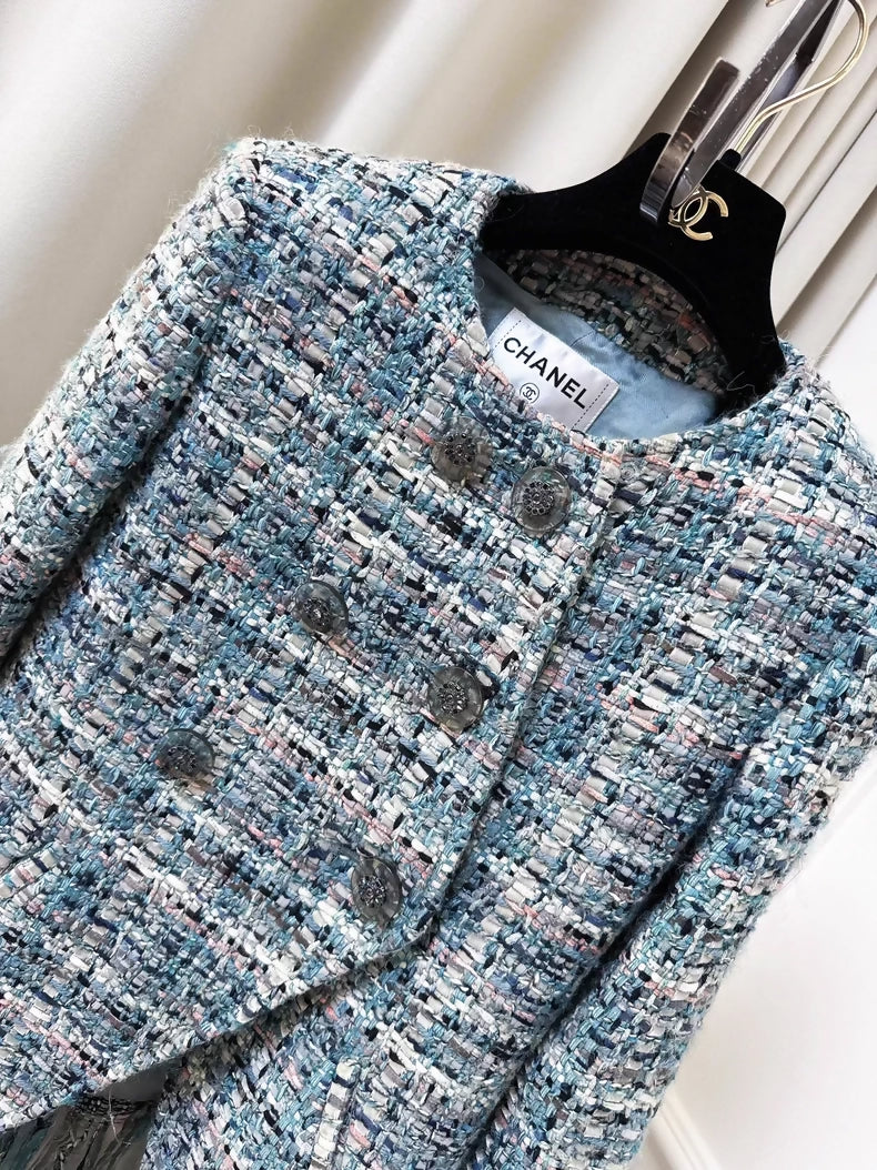 Chanel 17A Blue Tweed Jacket