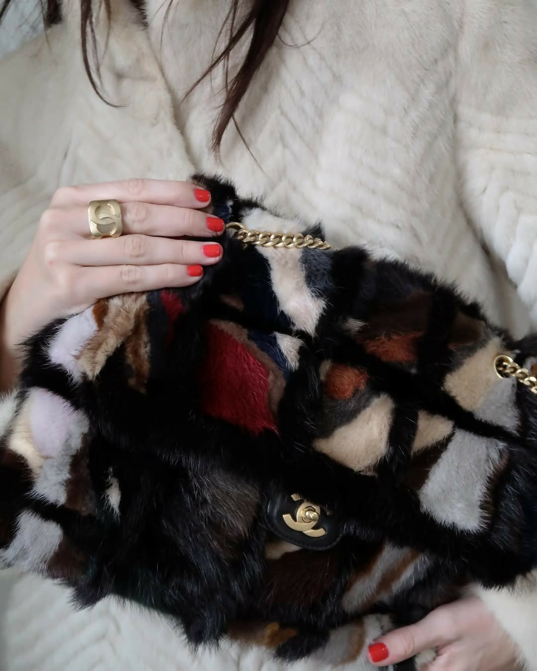Chanel Multicolor Patchwork Mink Fur Flap Bag – 2001