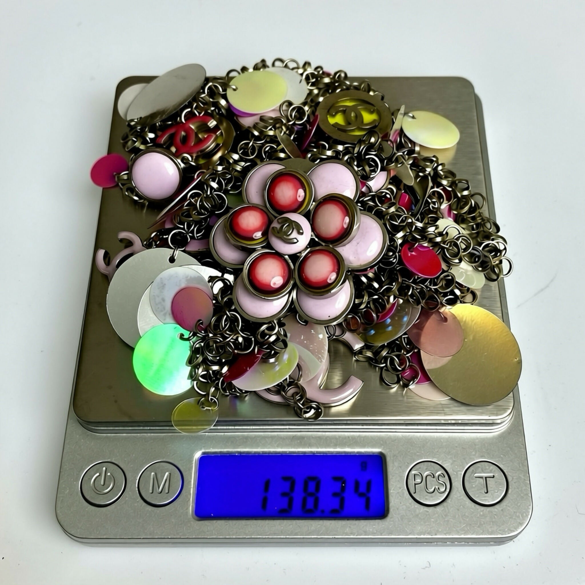 Chanel 04S Ultra Rare Statement DOUBLE XL Hot Pink Lavender Neon CC Necklace Belt