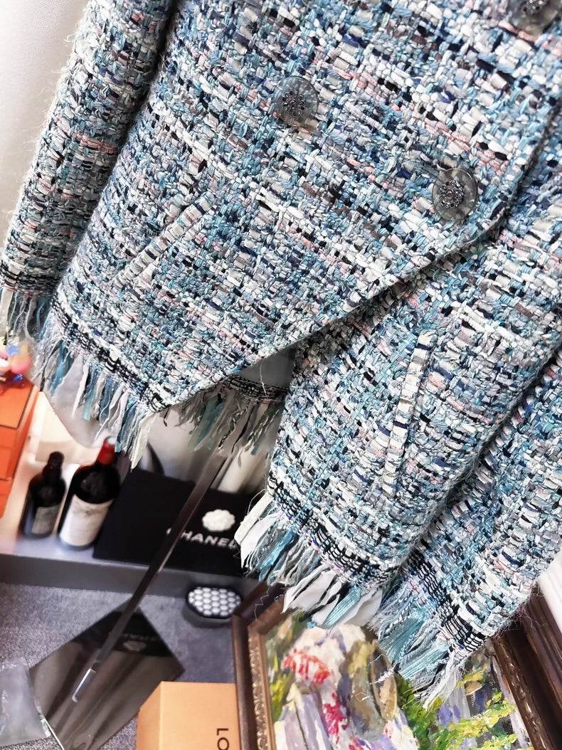 Chanel 17A Blue Tweed Jacket