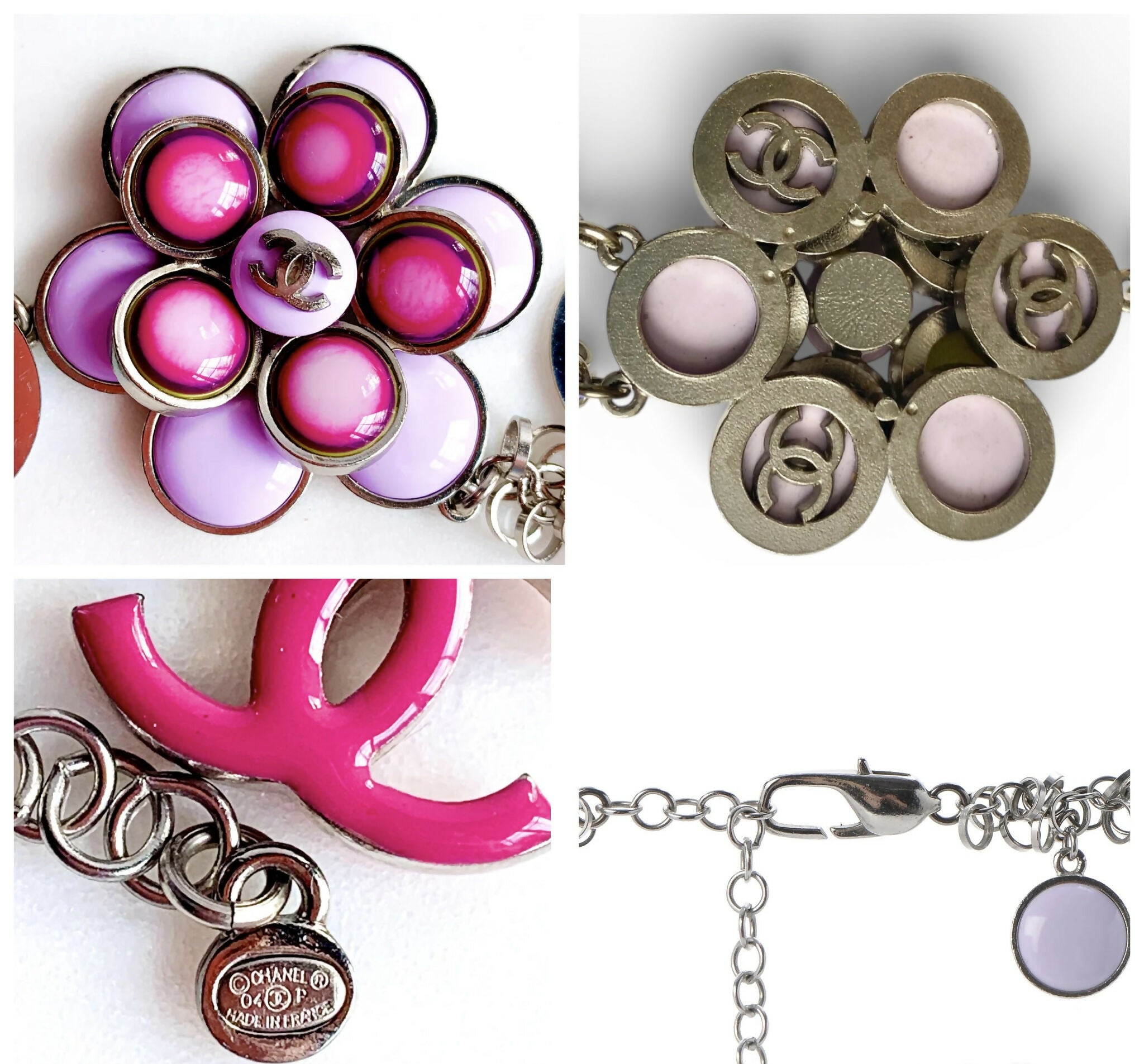 Chanel 04S Ultra Rare Statement DOUBLE XL Hot Pink Lavender Neon CC Necklace Belt