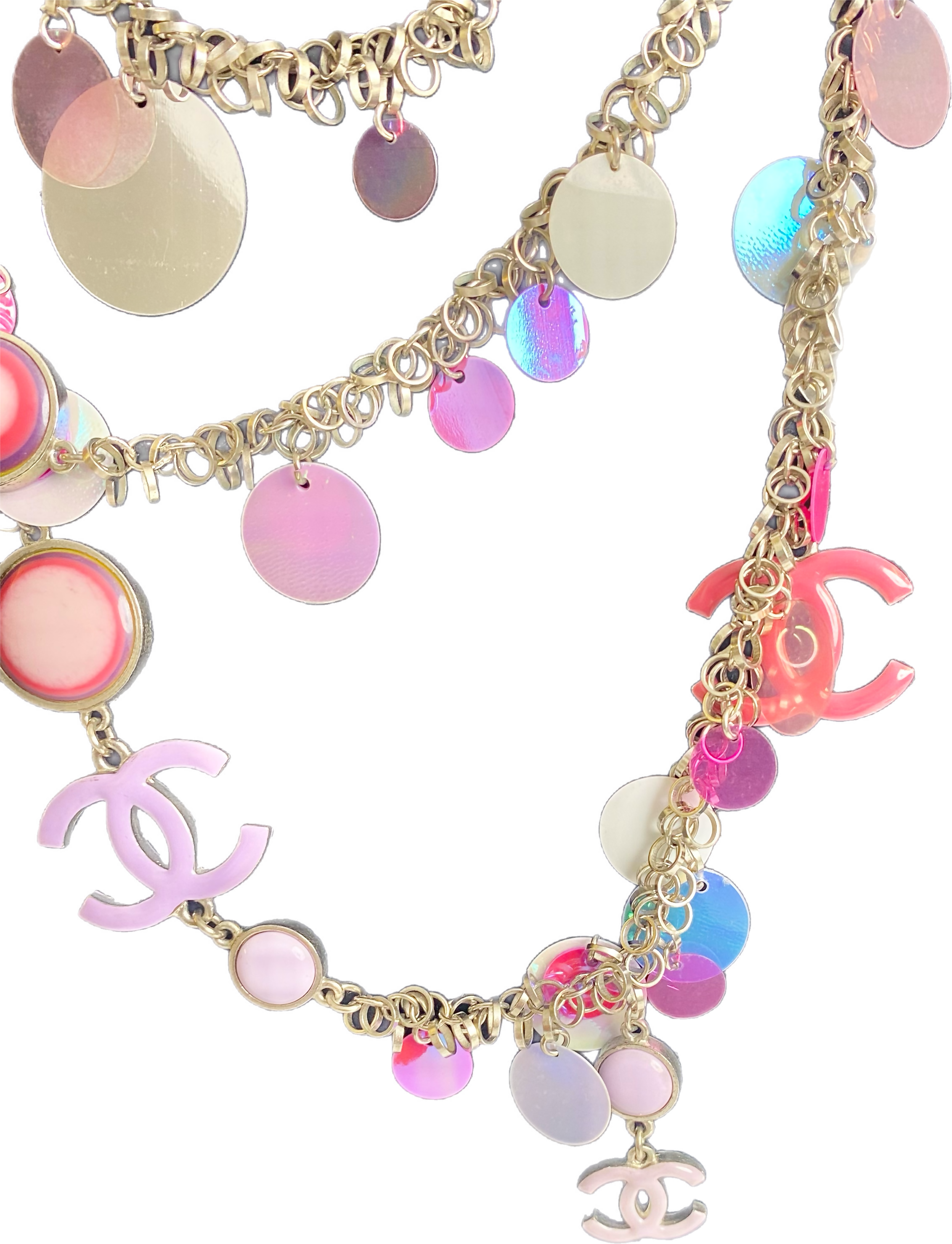 Chanel 04S Ultra Rare Statement DOUBLE XL Hot Pink Lavender Neon CC Necklace Belt