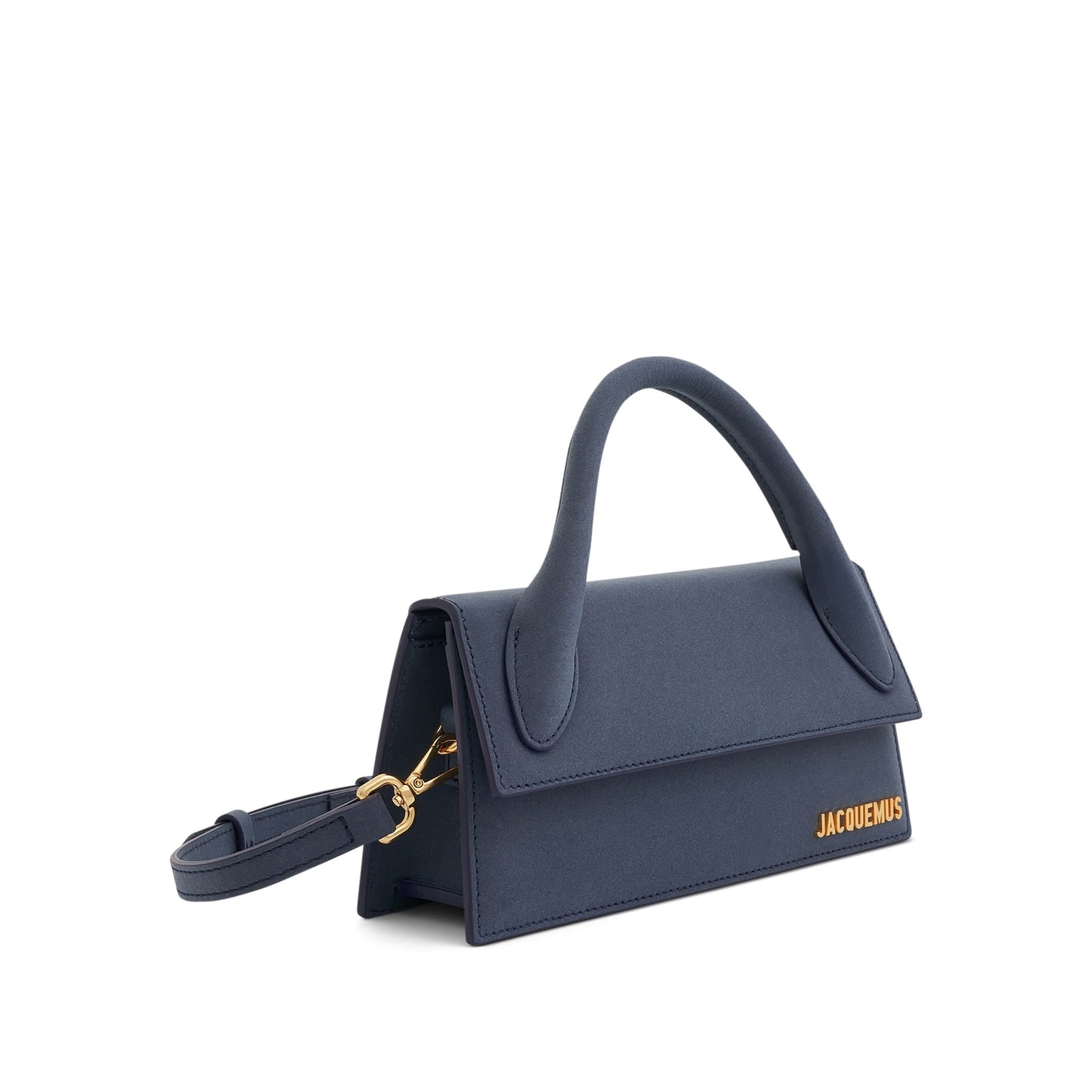 Le Chiquito Long Leather Bag in Dark Navy