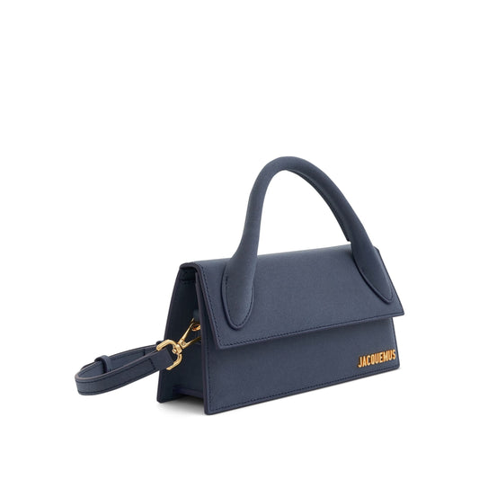 Le Chiquito Long Leather Bag in Dark Navy