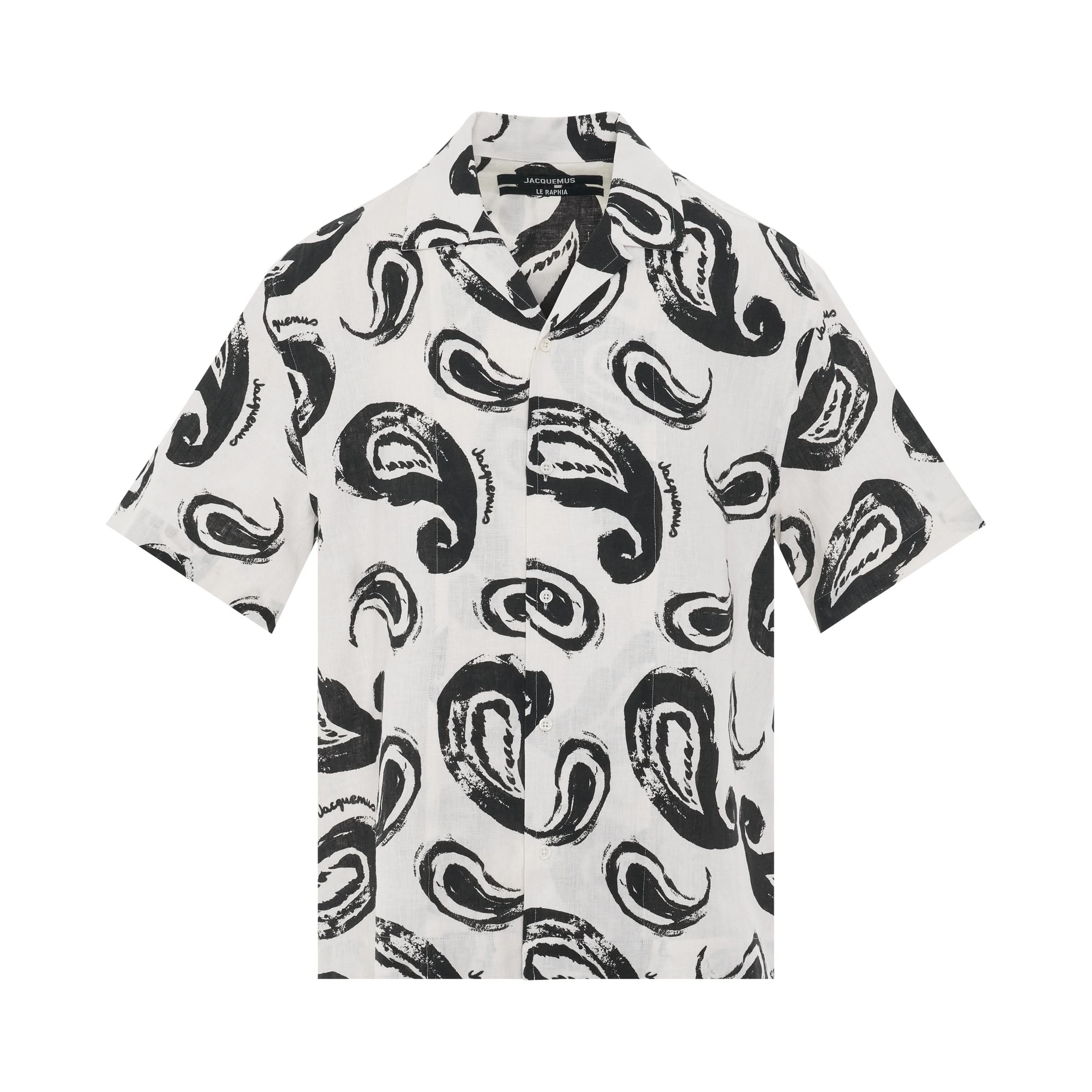 Jean Short Sleeve Shirt in White/Black Paisley