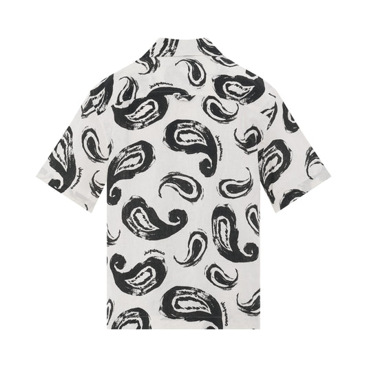 Jean Short Sleeve Shirt in White/Black Paisley