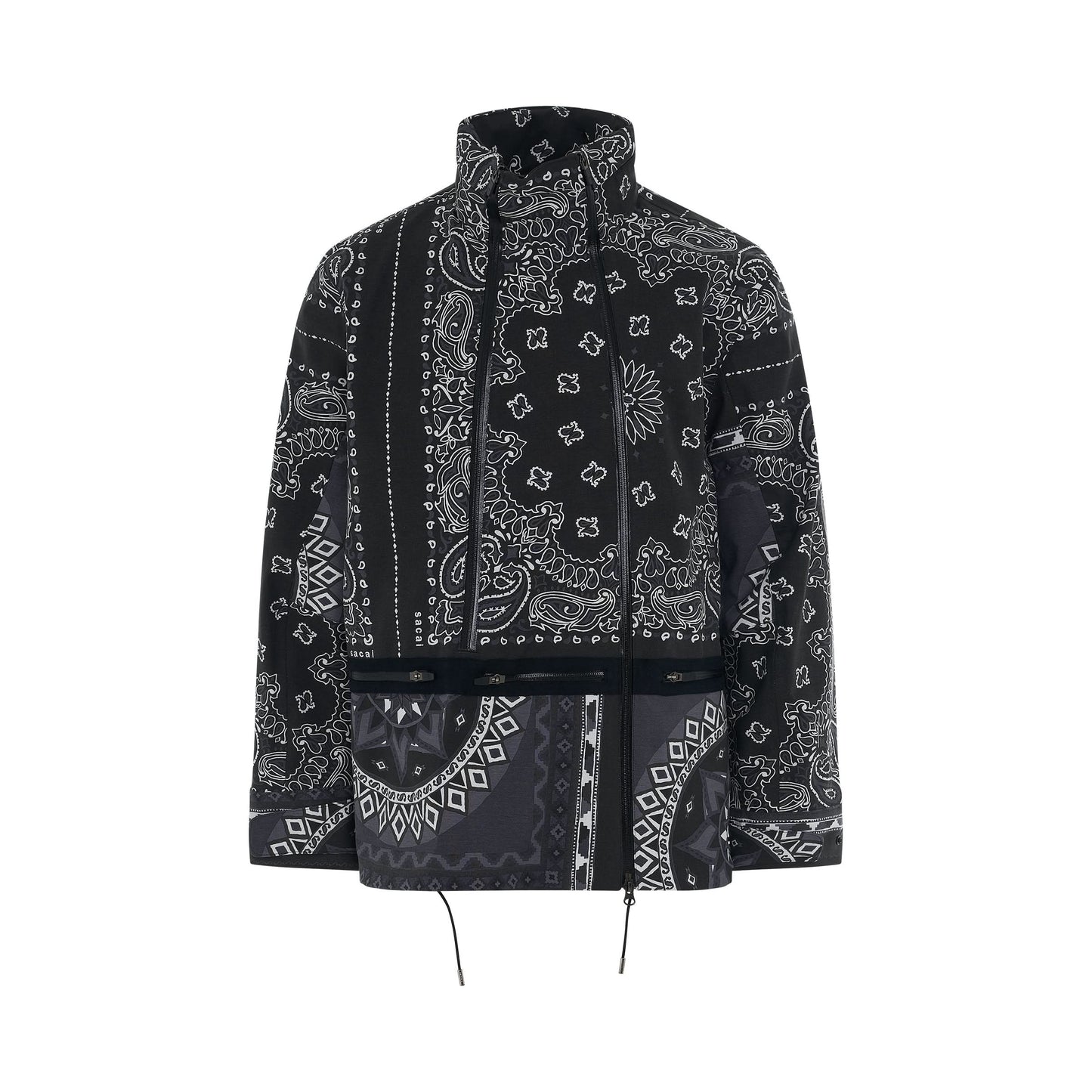 Bandana Print Zip Jacket in Black