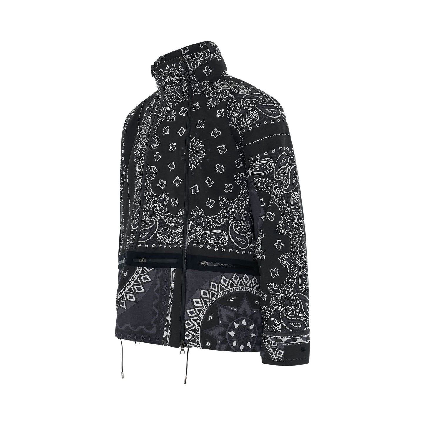 Bandana Print Zip Jacket in Black