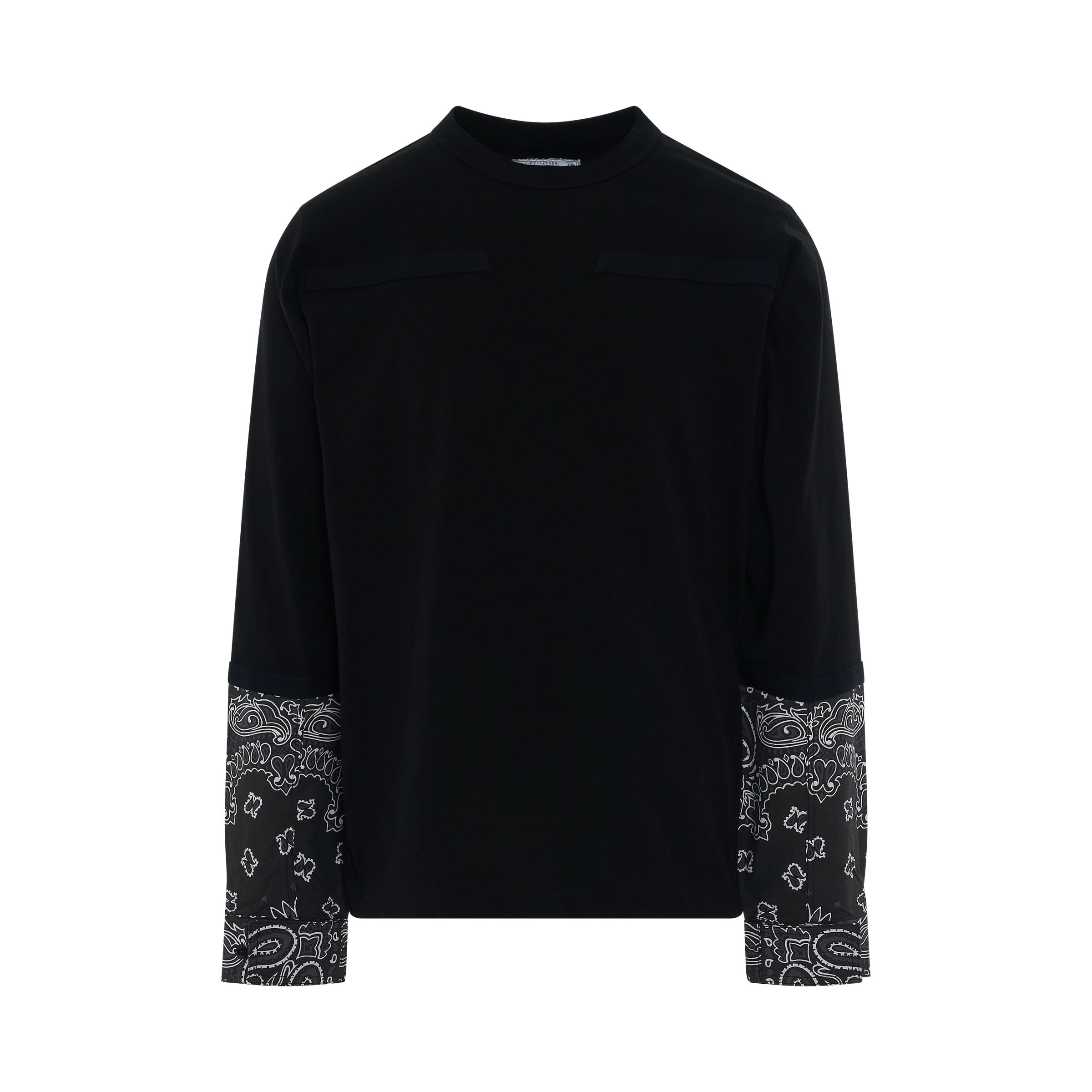 Bandana Print Long Sleeve T-Shirt in Black