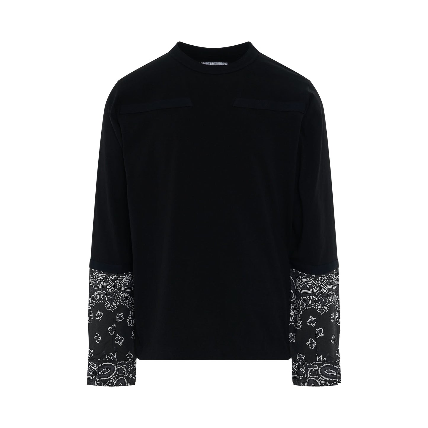 Bandana Print Long Sleeve T-Shirt in Black