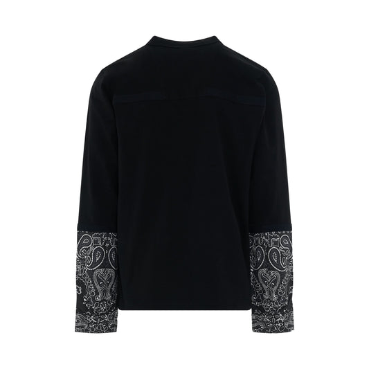 Bandana Print Long Sleeve T-Shirt in Black