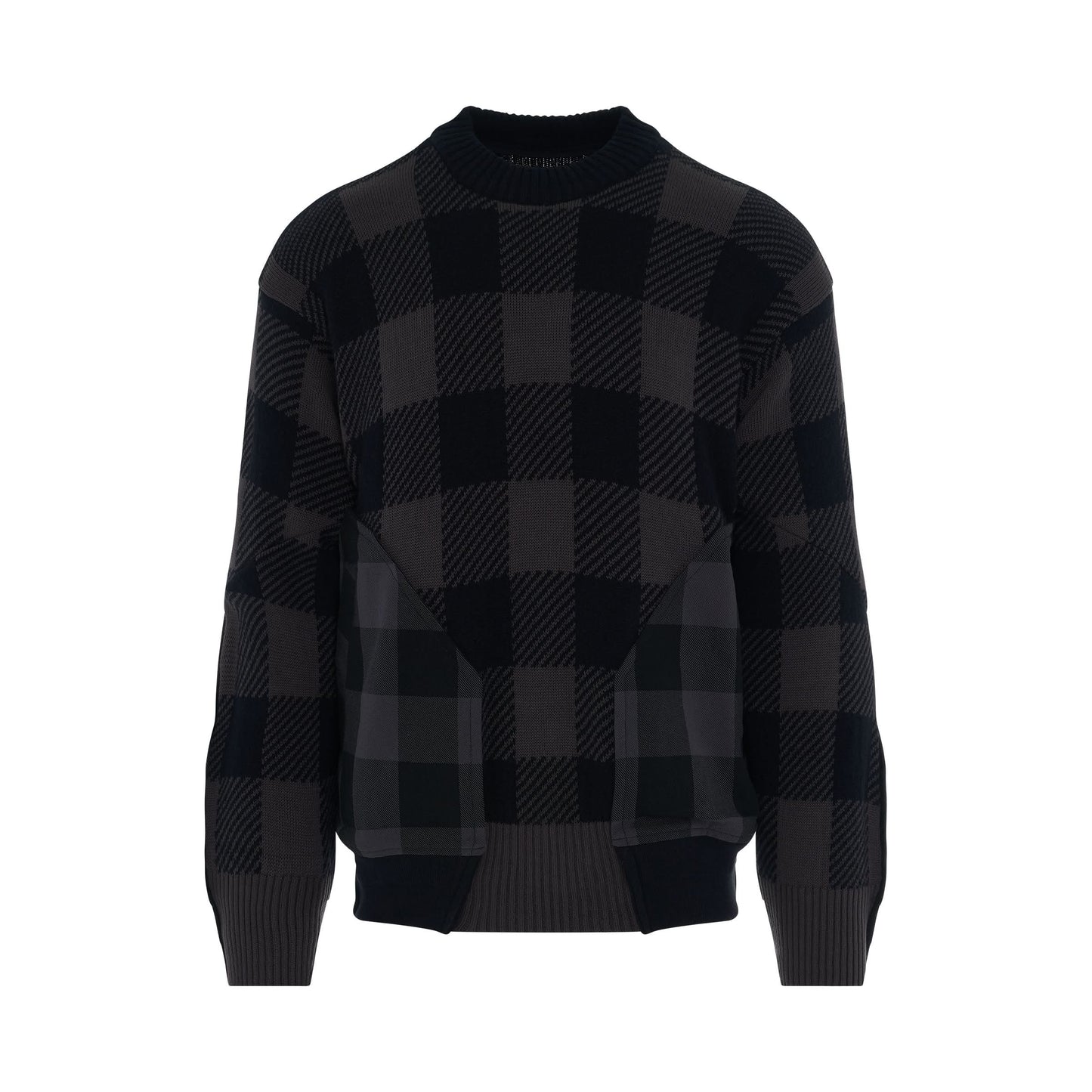 Buffalo Check Knit Pullover in Grey