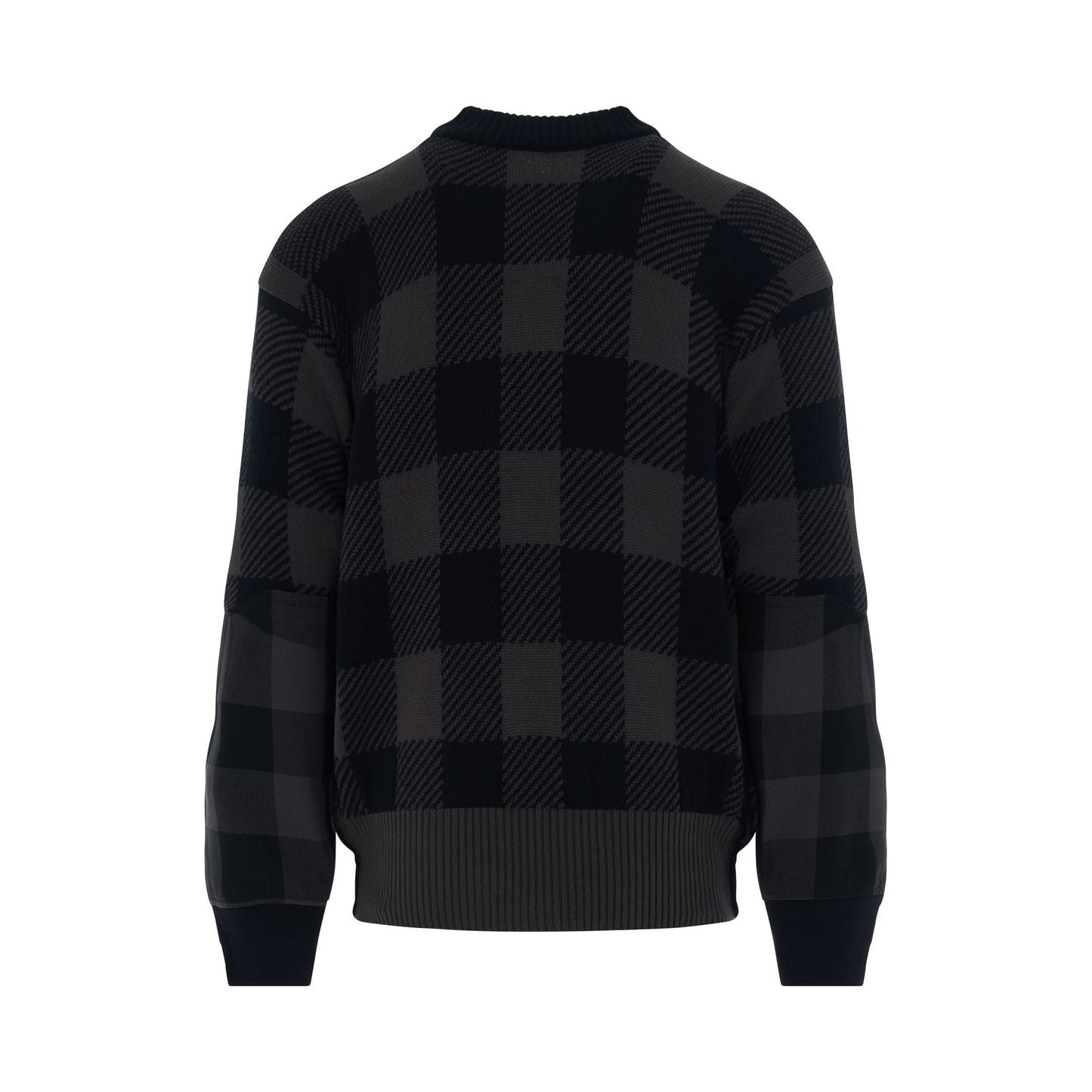 Buffalo Check Knit Pullover in Grey