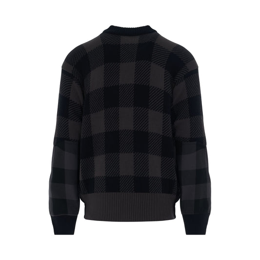 Buffalo Check Knit Pullover in Grey