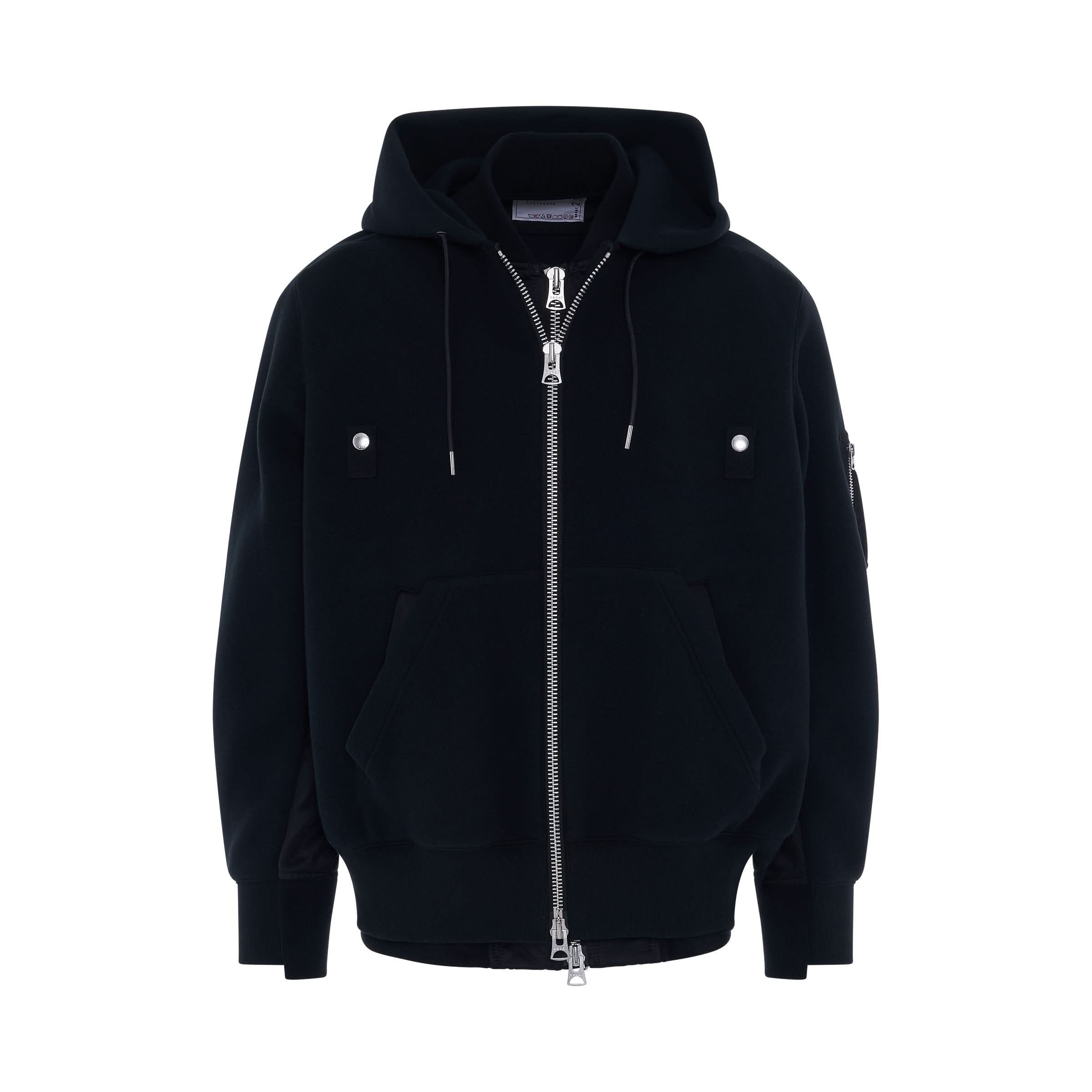 Sponge Sweat Zip Up Hoodie in Black