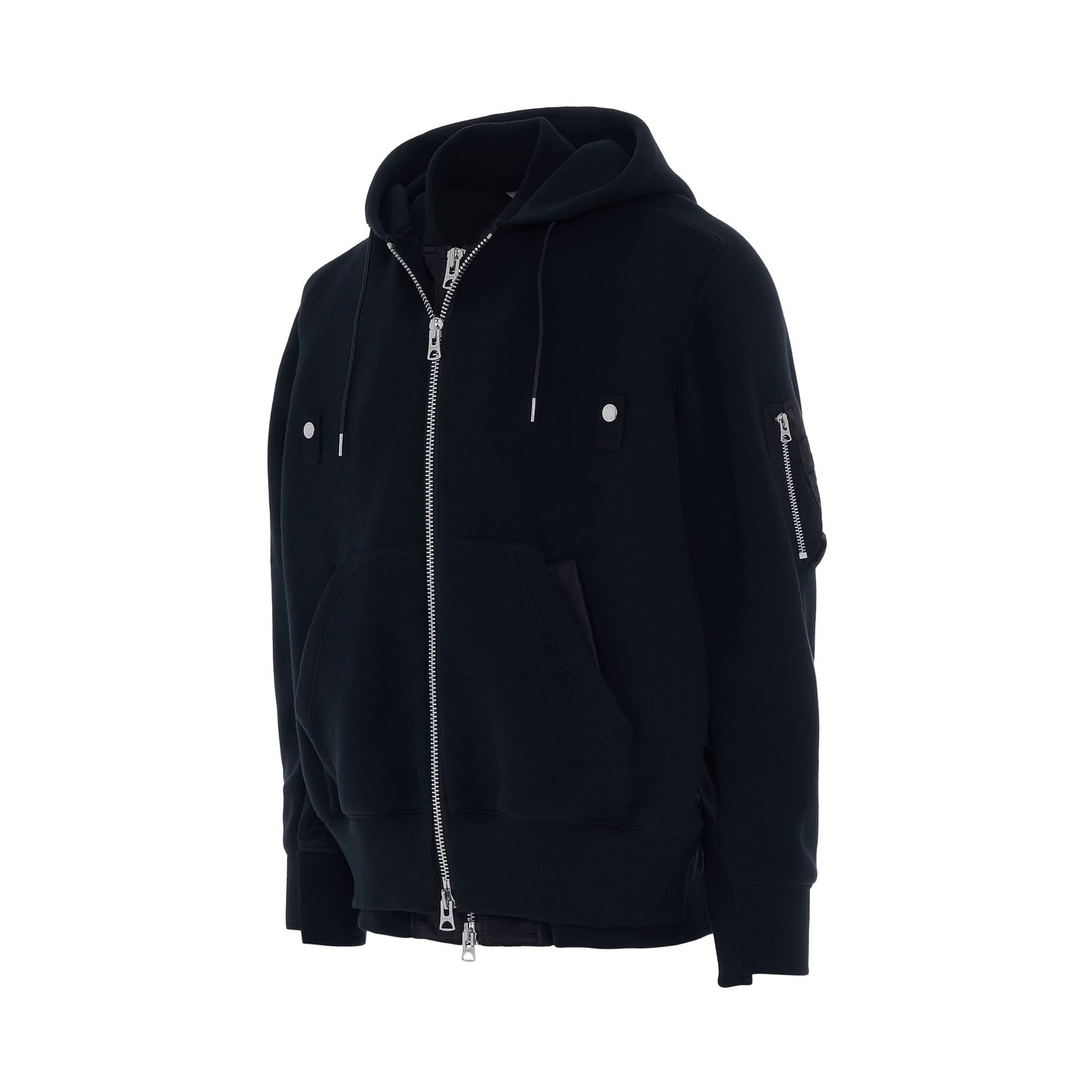 Sponge Sweat Zip Up Hoodie in Black