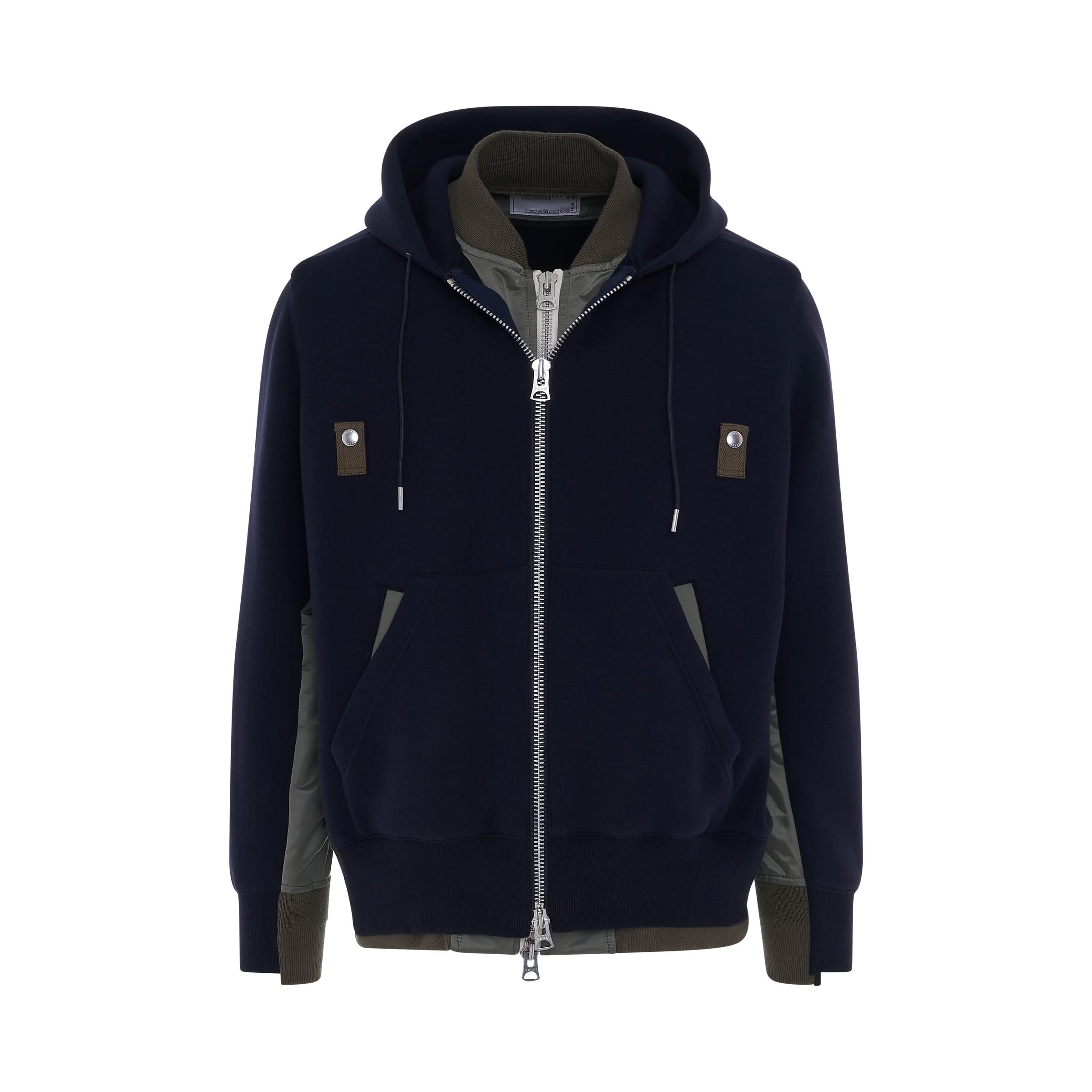 Sponge Sweat Zip Up Hoodie in Navy