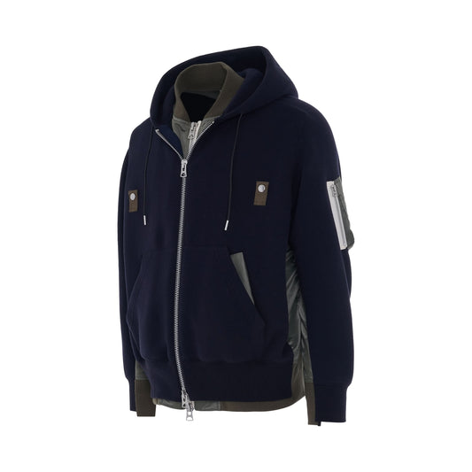 Sponge Sweat Zip Up Hoodie in Navy