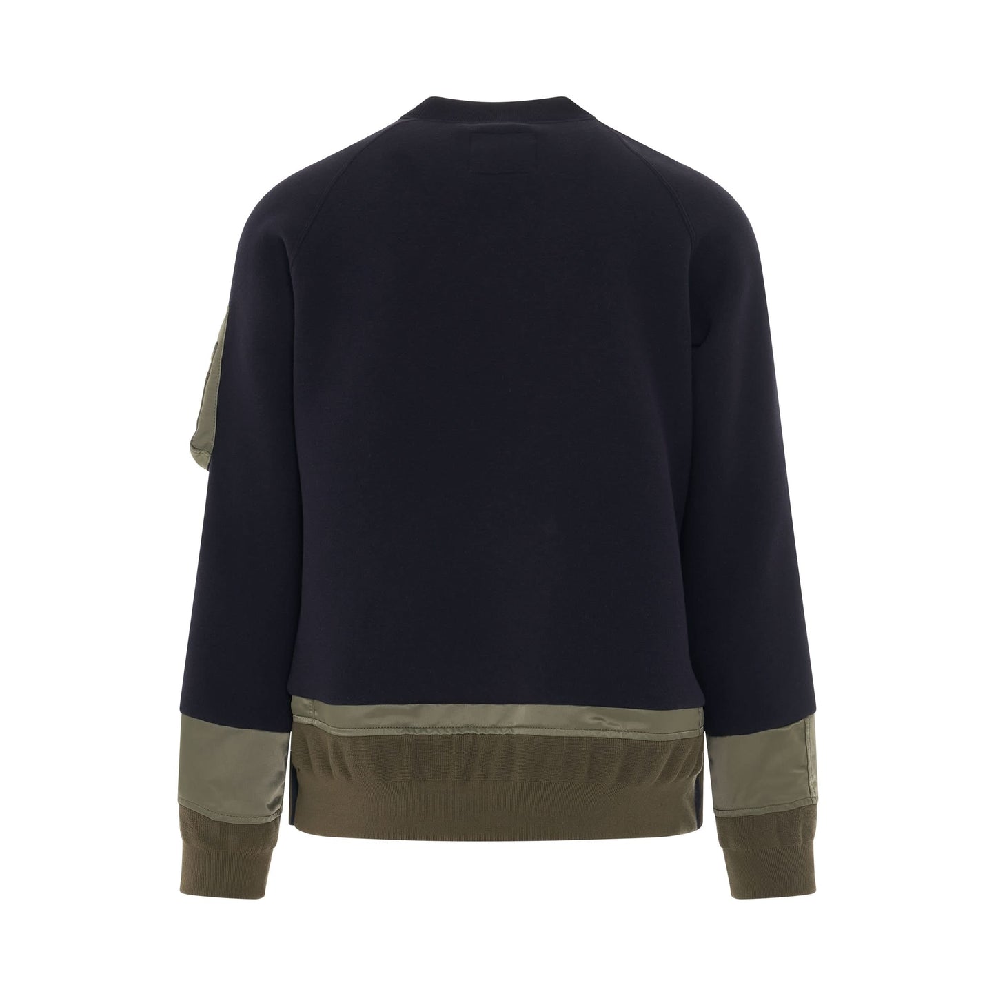 Nylon Twill Mix Sponge Sweat Pullover in Navy