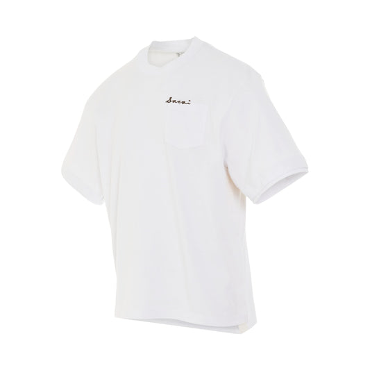 Cotton Twill T-Shirt with Pocket in White