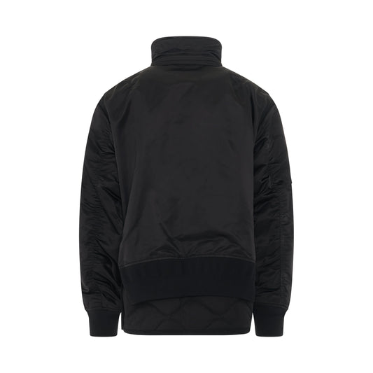 Nylon Twill Mix Panelled Jacket in Black