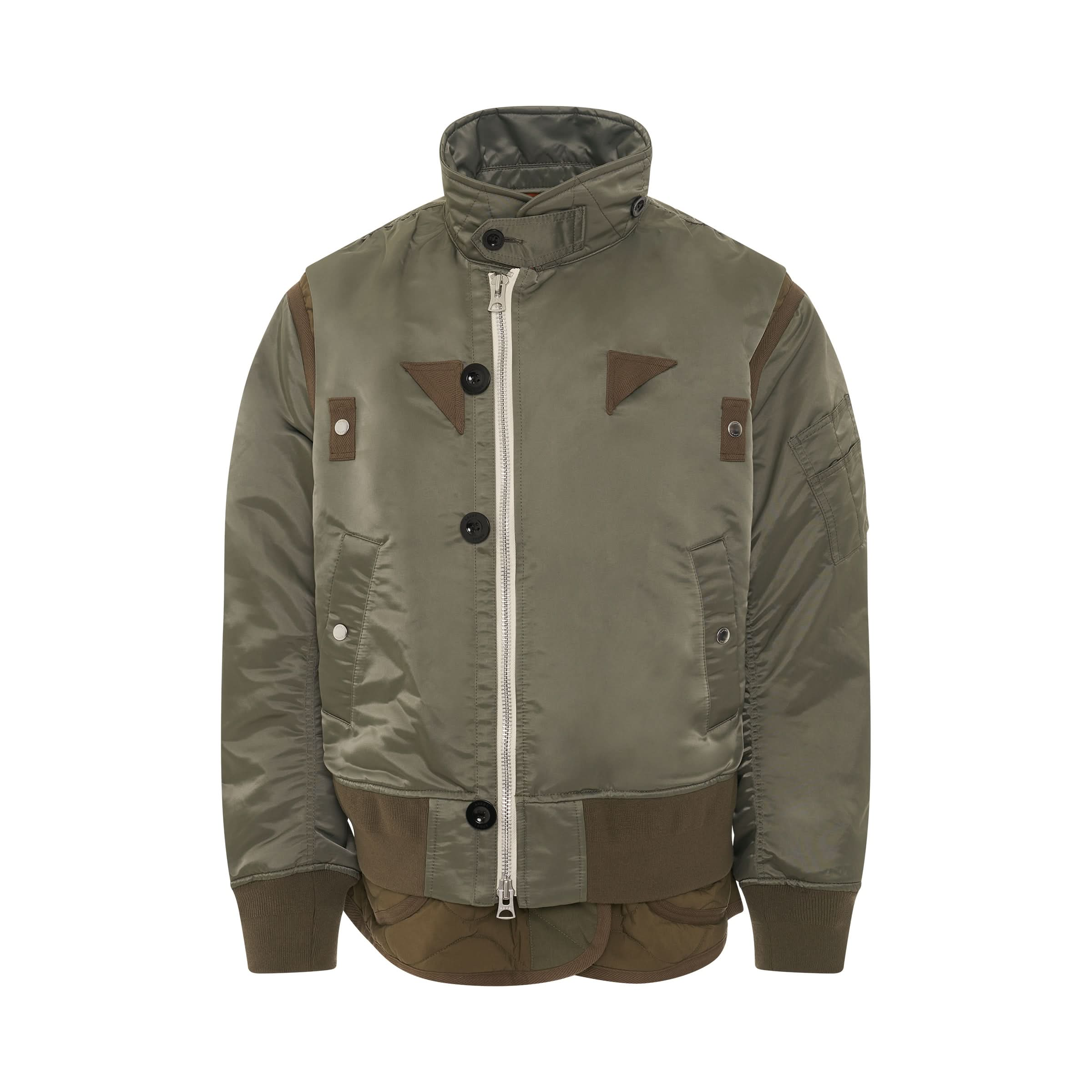 Nylon Twill Mix Jacket in Khaki