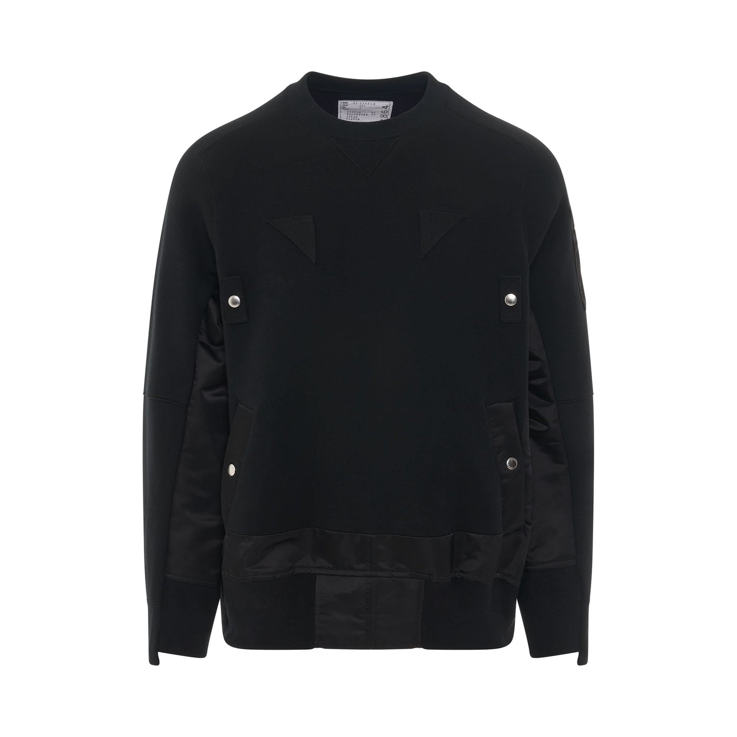 Nylon Twill Sponge Sweat Pullover in Black