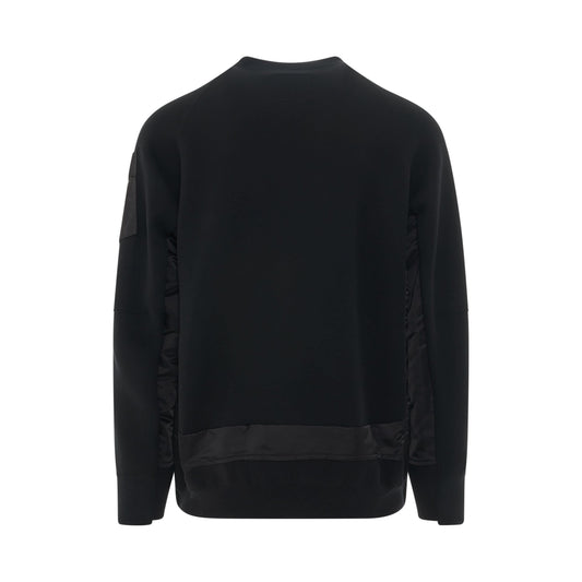 Nylon Twill Sponge Sweat Pullover in Black