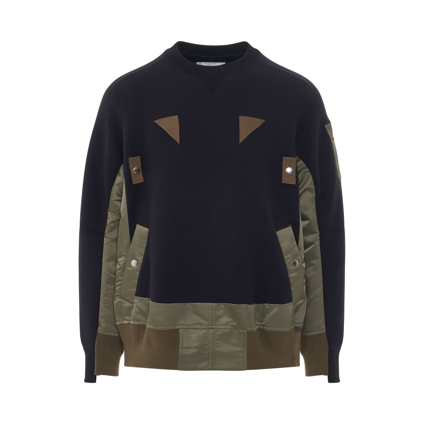 Nylon Twill Sponge Sweat Pullover in Navy/Khaki