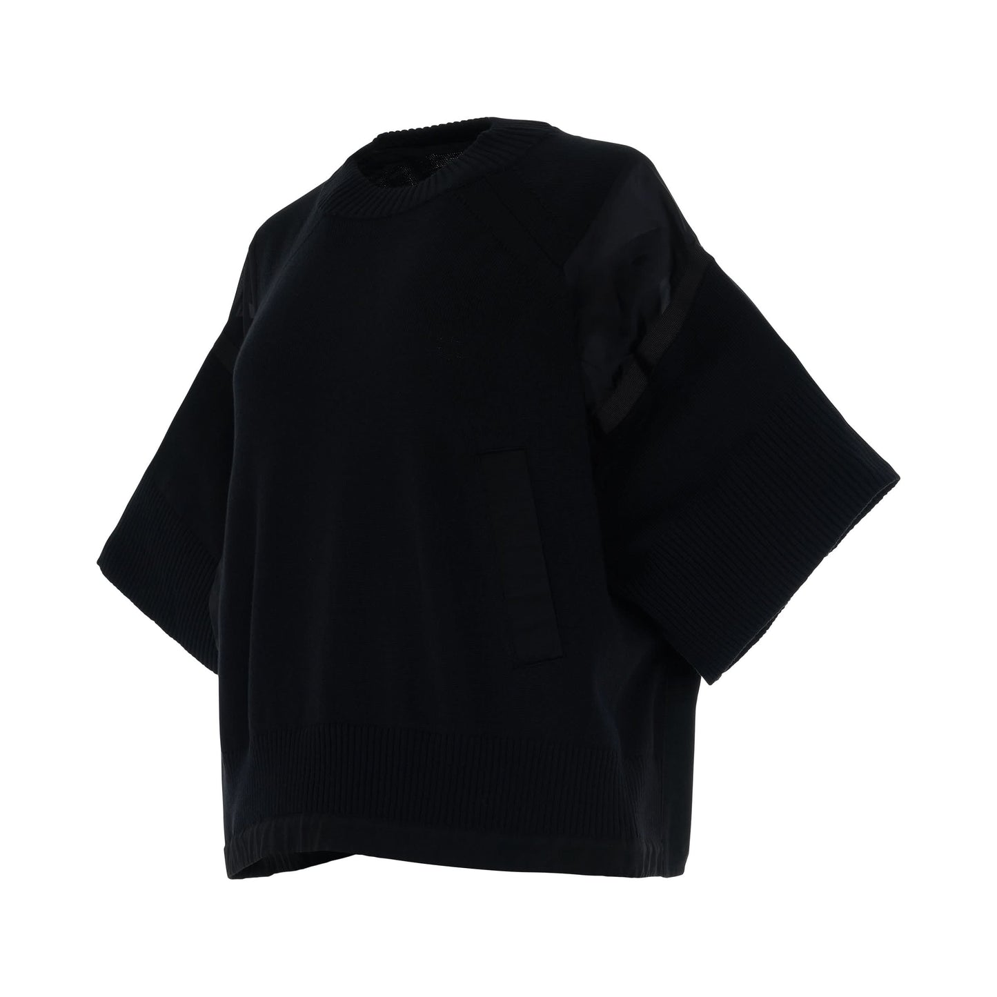 Satin 
Knit Pullover in Black