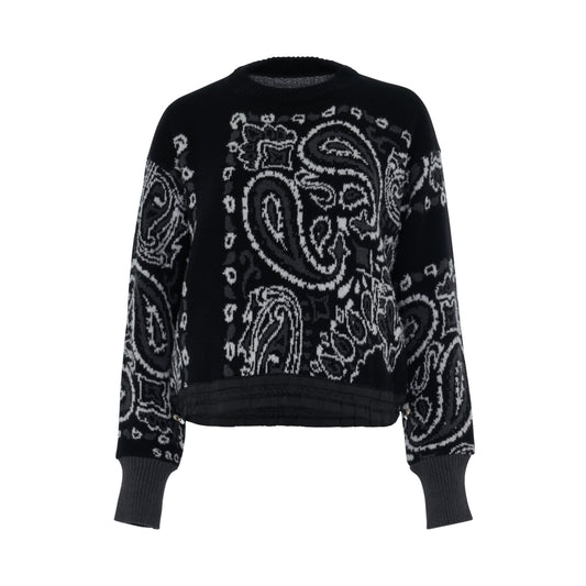 Bandana Knit Pullover in Black