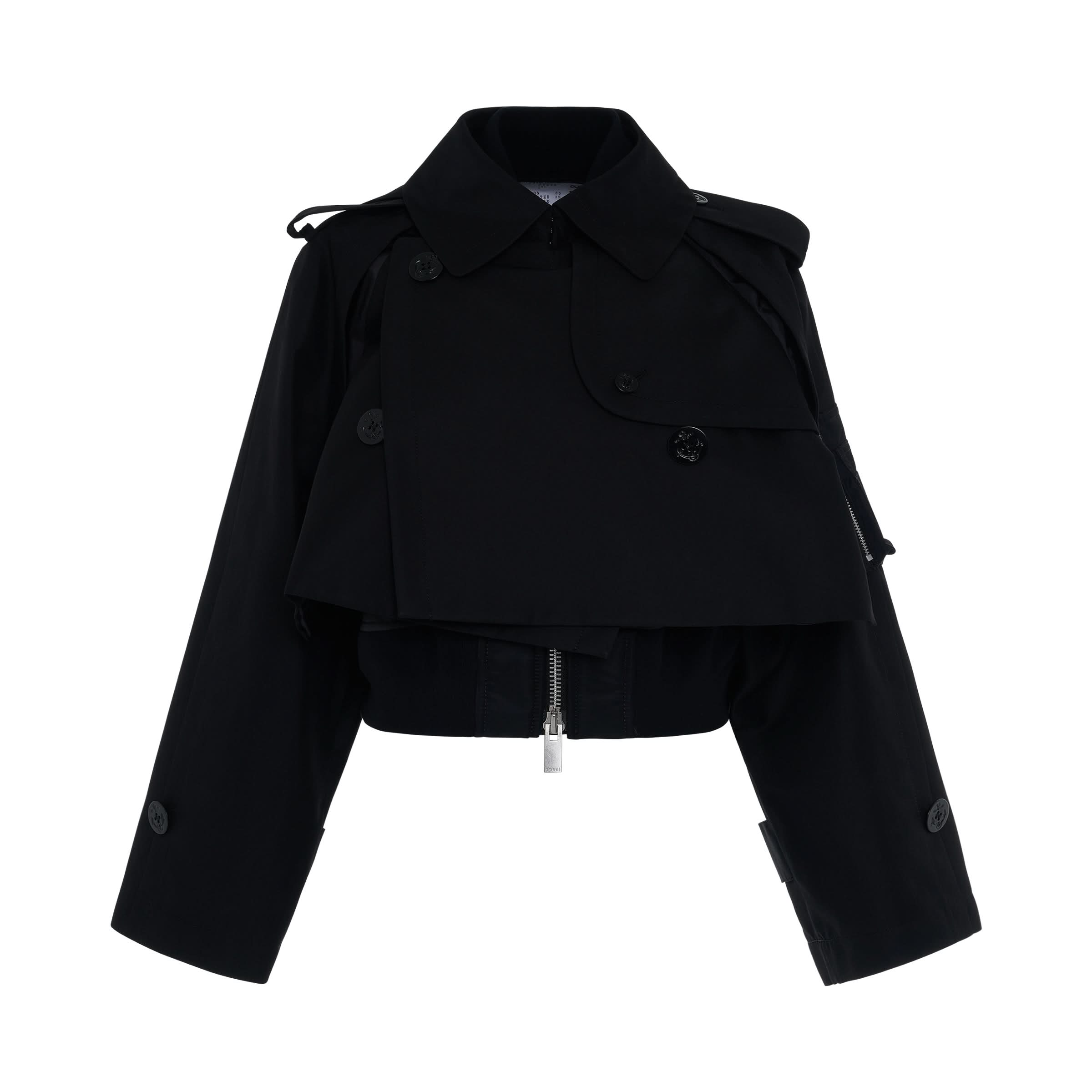 Gabardine Cotton Mix Coat in Black