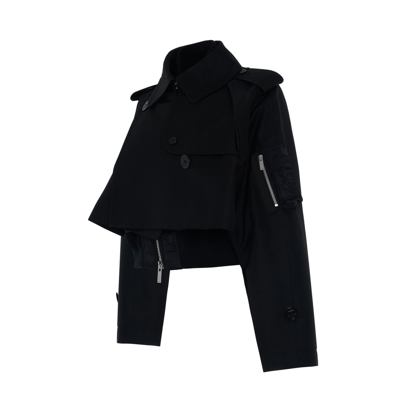 Gabardine Cotton Mix Coat in Black