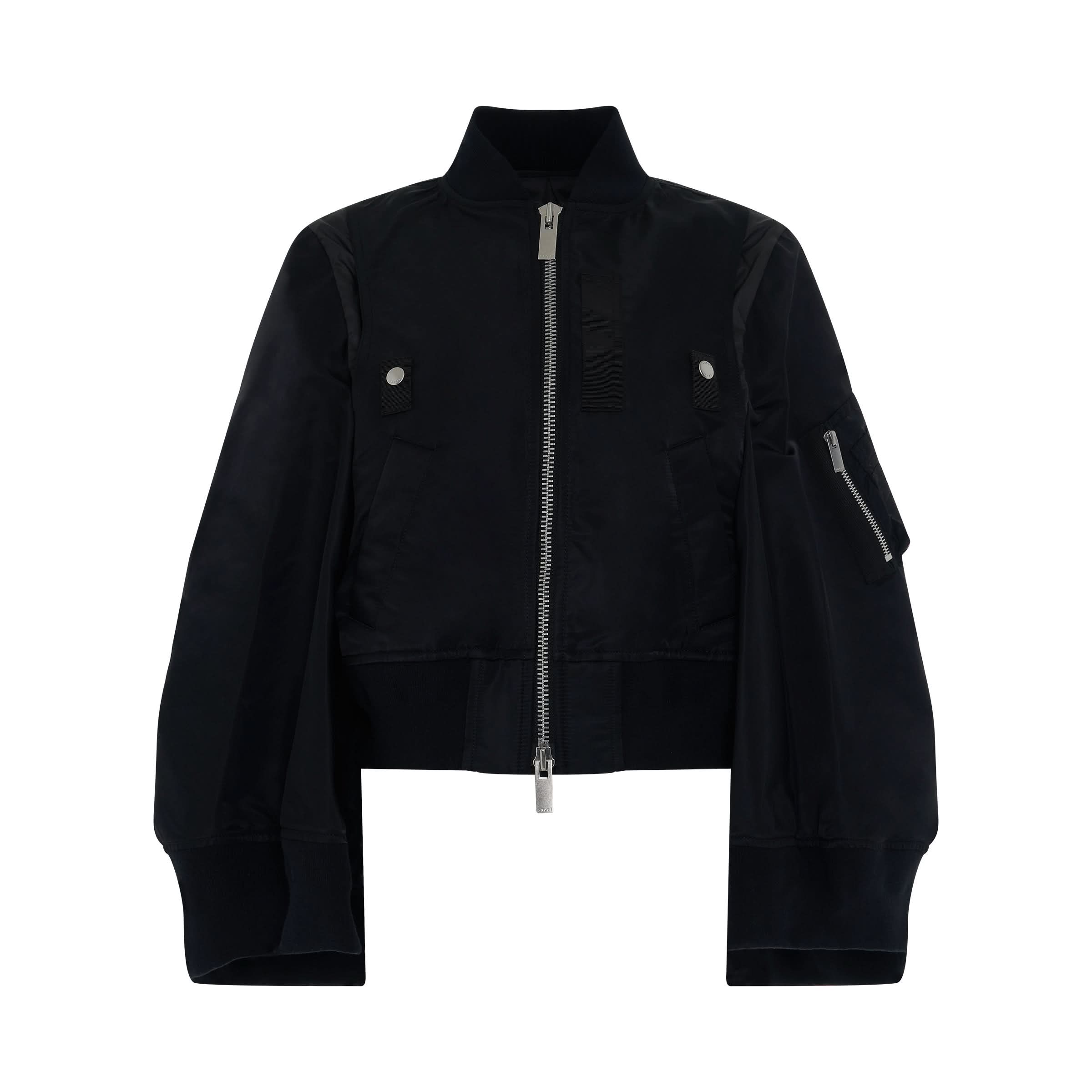 Nylon Twill Mix Jacket in Black