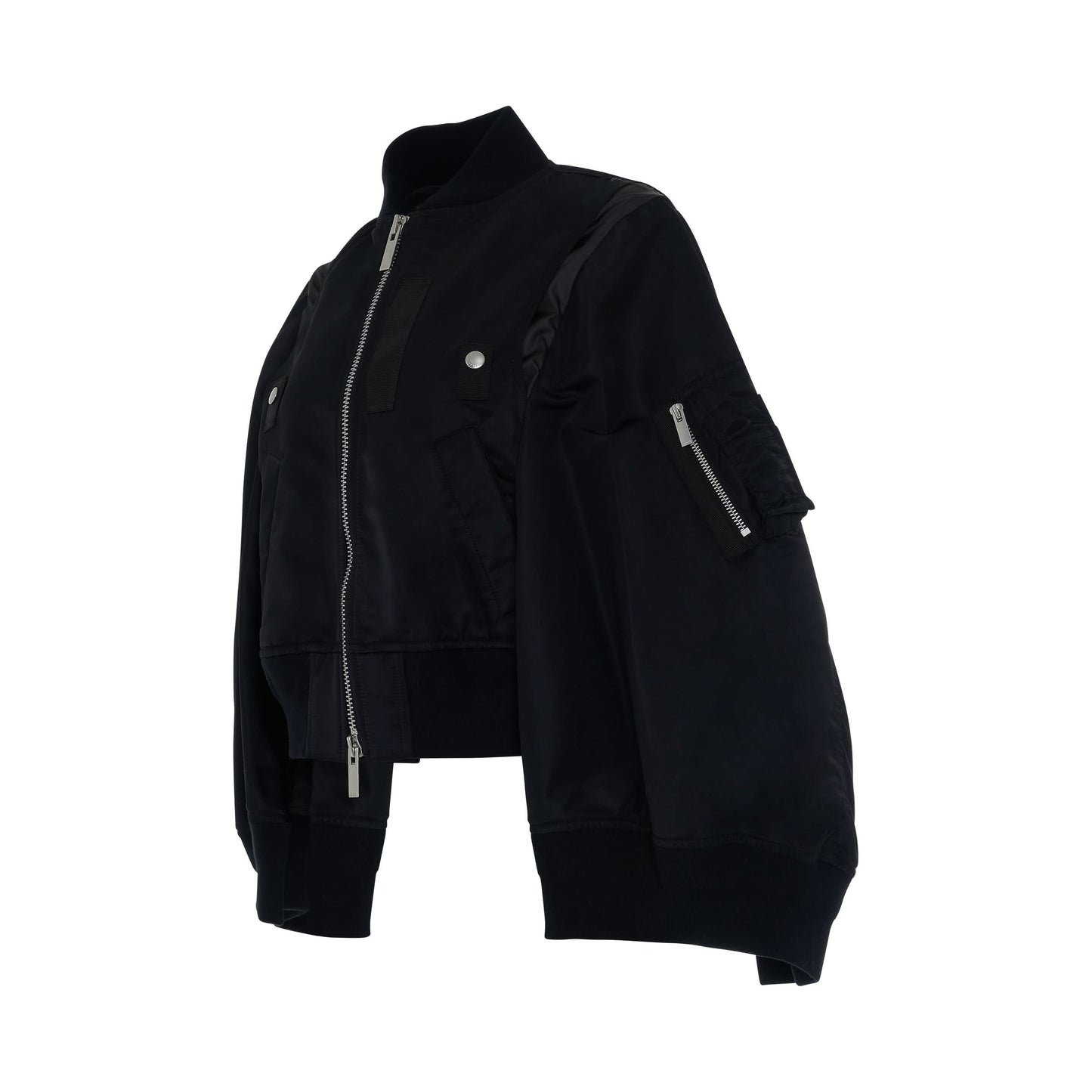 Nylon Twill Mix Jacket in Black