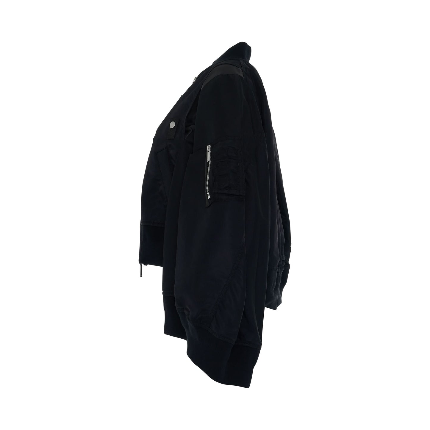 Nylon Twill Mix Jacket in Black